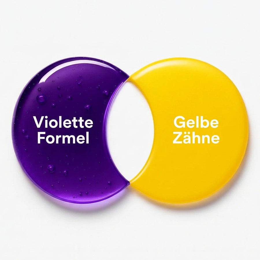 Violette Formel und gelbe Zähne